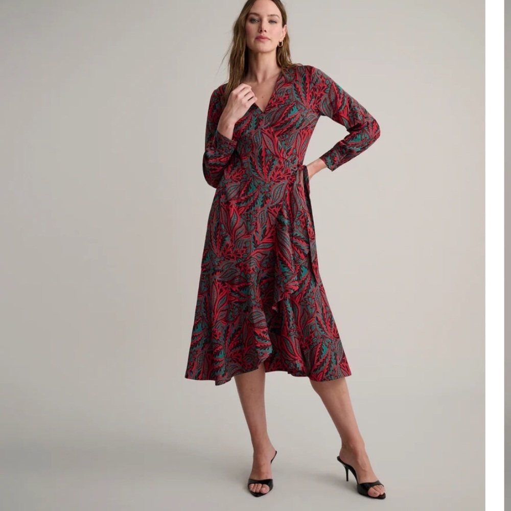UNTUCKit Kayla Satin Paisley Wrap Dress NWT